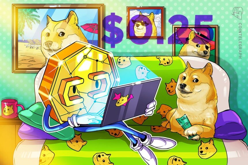 The Doge Double-Bottom pattern hints at price rebounds at $0.25