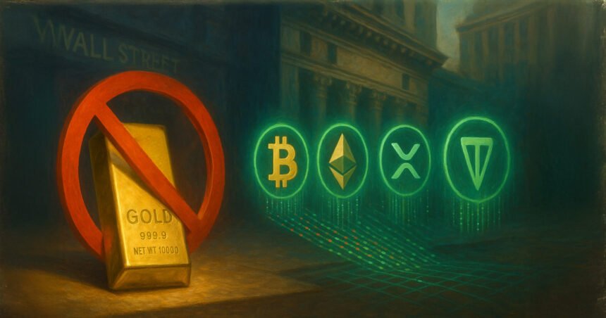 Gold is legally prohibited from what BTC, XRP, TON and ETH currently go to Wall Street