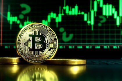 BTC con gráficos y signos de interrogación.