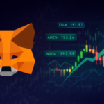 Logo de Metamask y gráfico de precios genérico subiendo.