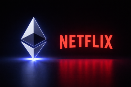 Ethereum and Netflix logos in focus