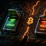 Wall Street shark swallowing Bitcoin symbol to illustrate how Wall Street took over crypto and institutionalized digital assets